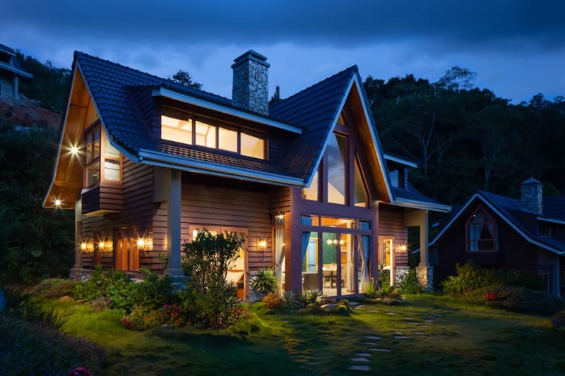 Warm suburban home exterior at golden hour